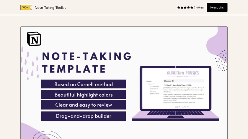 Notion Note-Taking Toolkit Landing Page