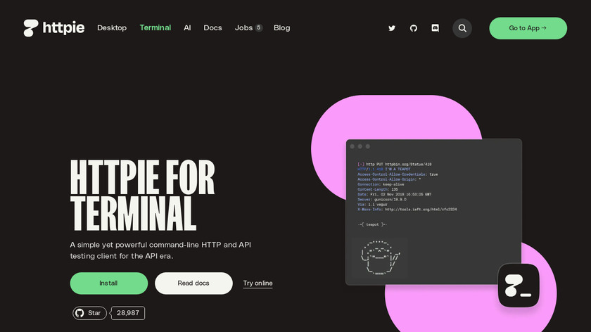 HTTPie for Terminal 2.6.0 Landing Page