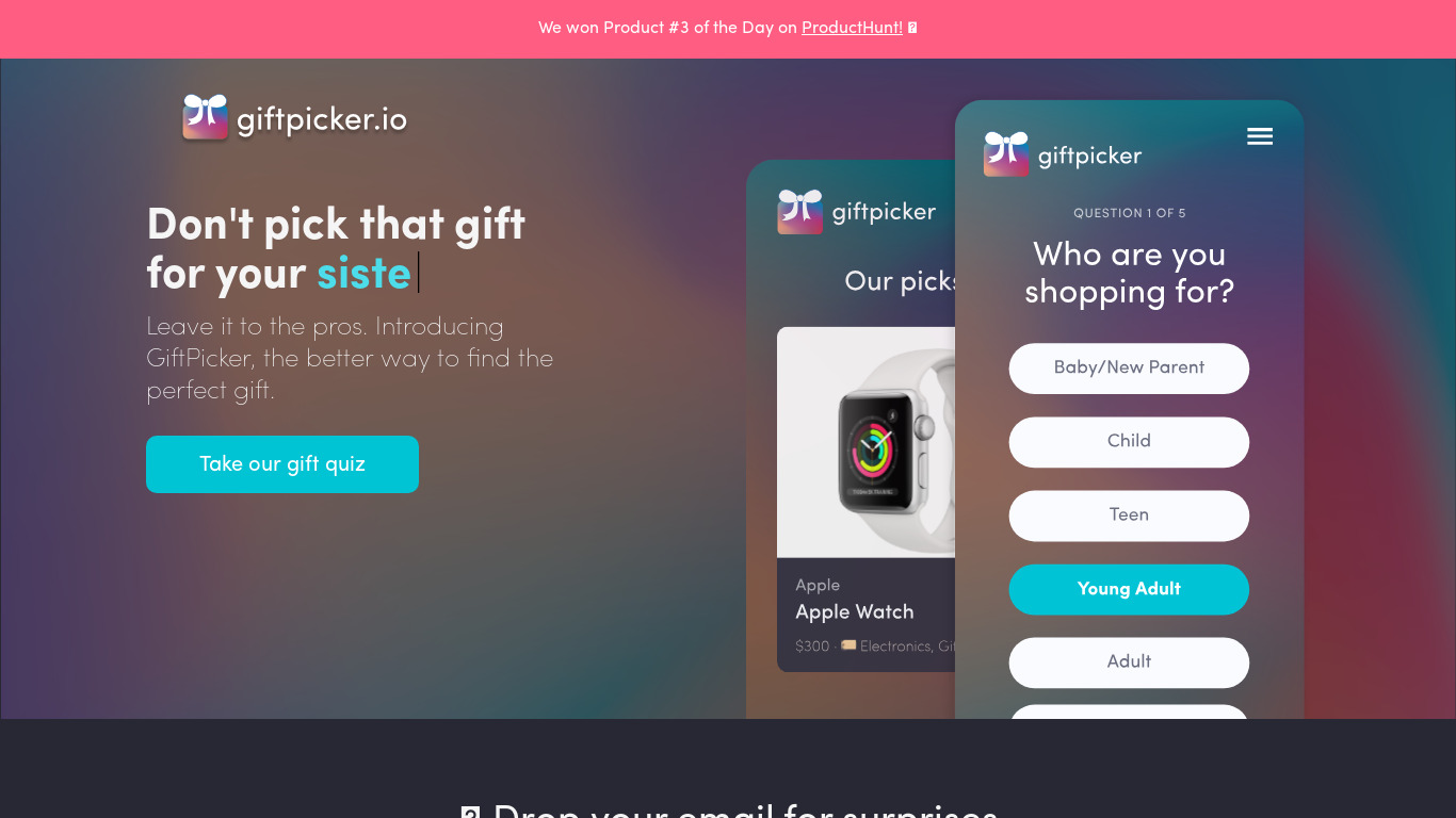 GiftPicker by Presently Landing page