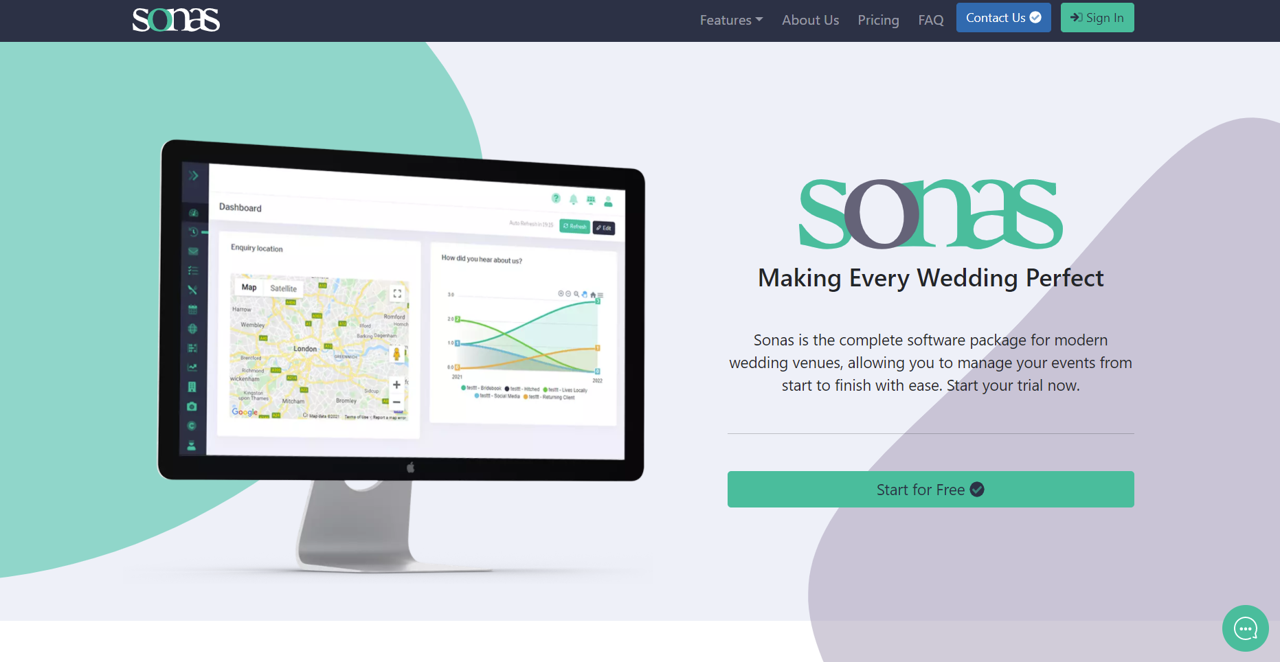 Sonas Events Landing page
