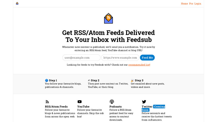 Feedsub.com Landing Page