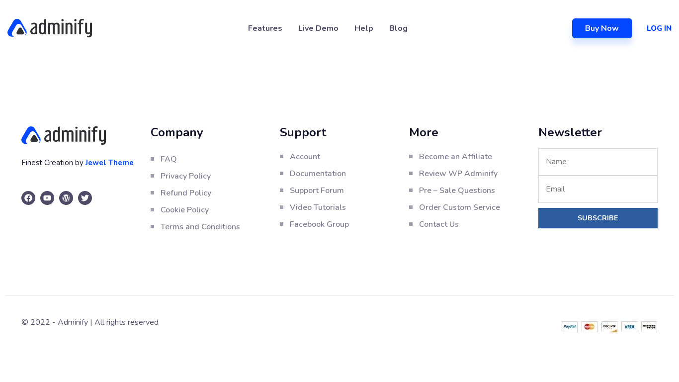 WP Adminify Landing page