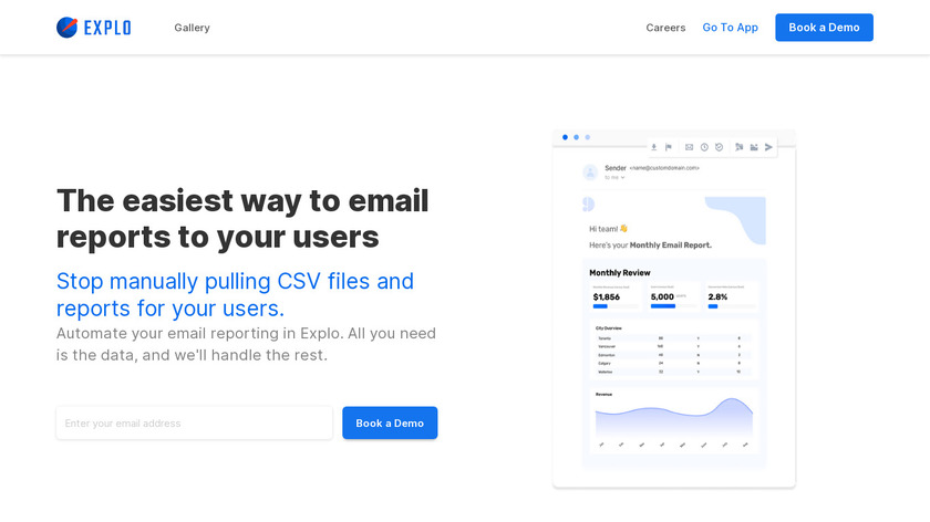 Email Reports by Explo Landing Page
