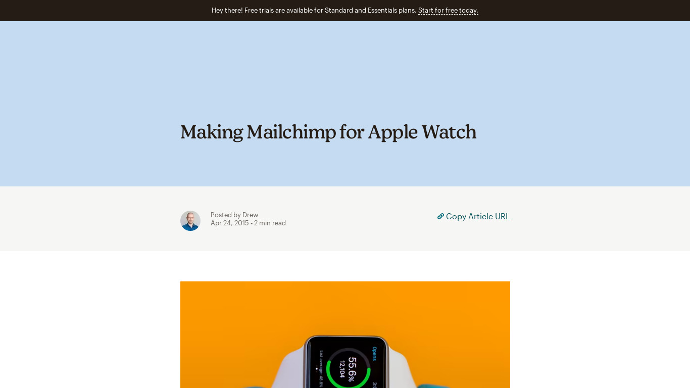 MailChimp for Apple Watch Landing page