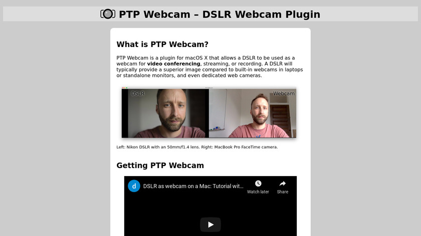 PTP Webcam Landing Page