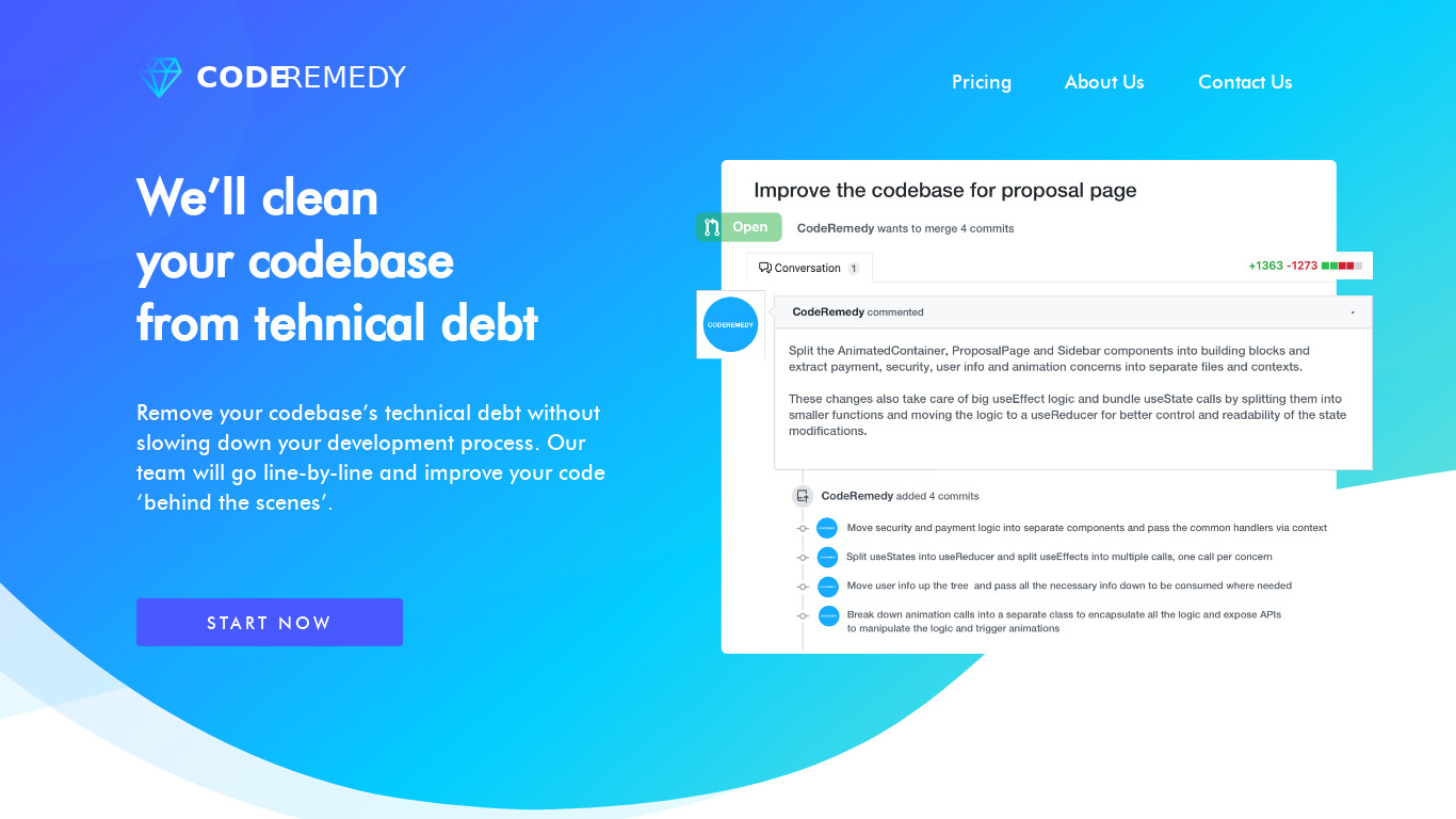 Code Remedy Landing page