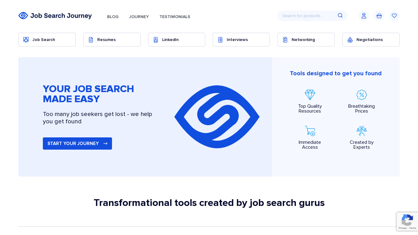Job Search Journey Landing page