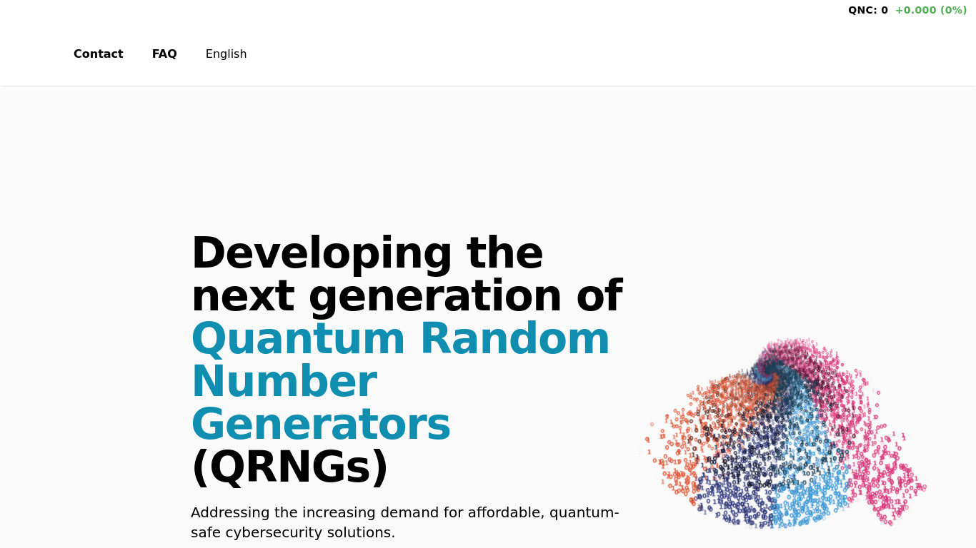 Quantum Numbers Corp QRNG Landing page