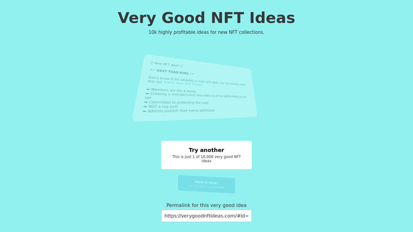 Very Good NFT Ideas Landing Page