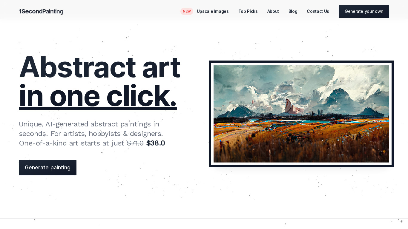 1SecondPainting Landing page