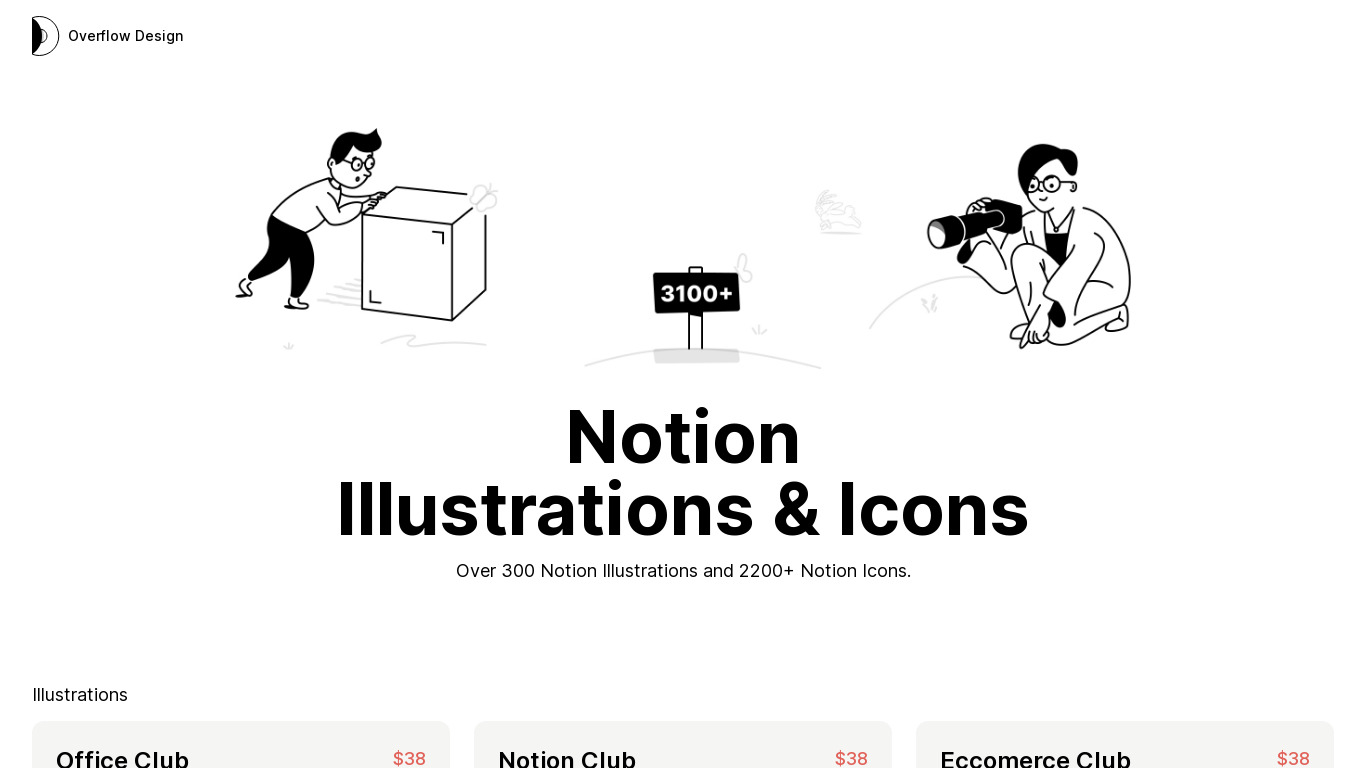Office Club Illustration pack Landing page
