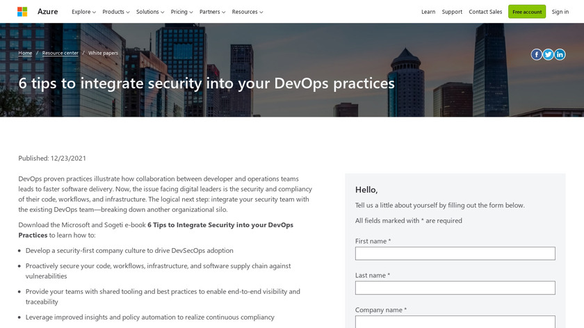 Azure DevOps Projects Landing Page