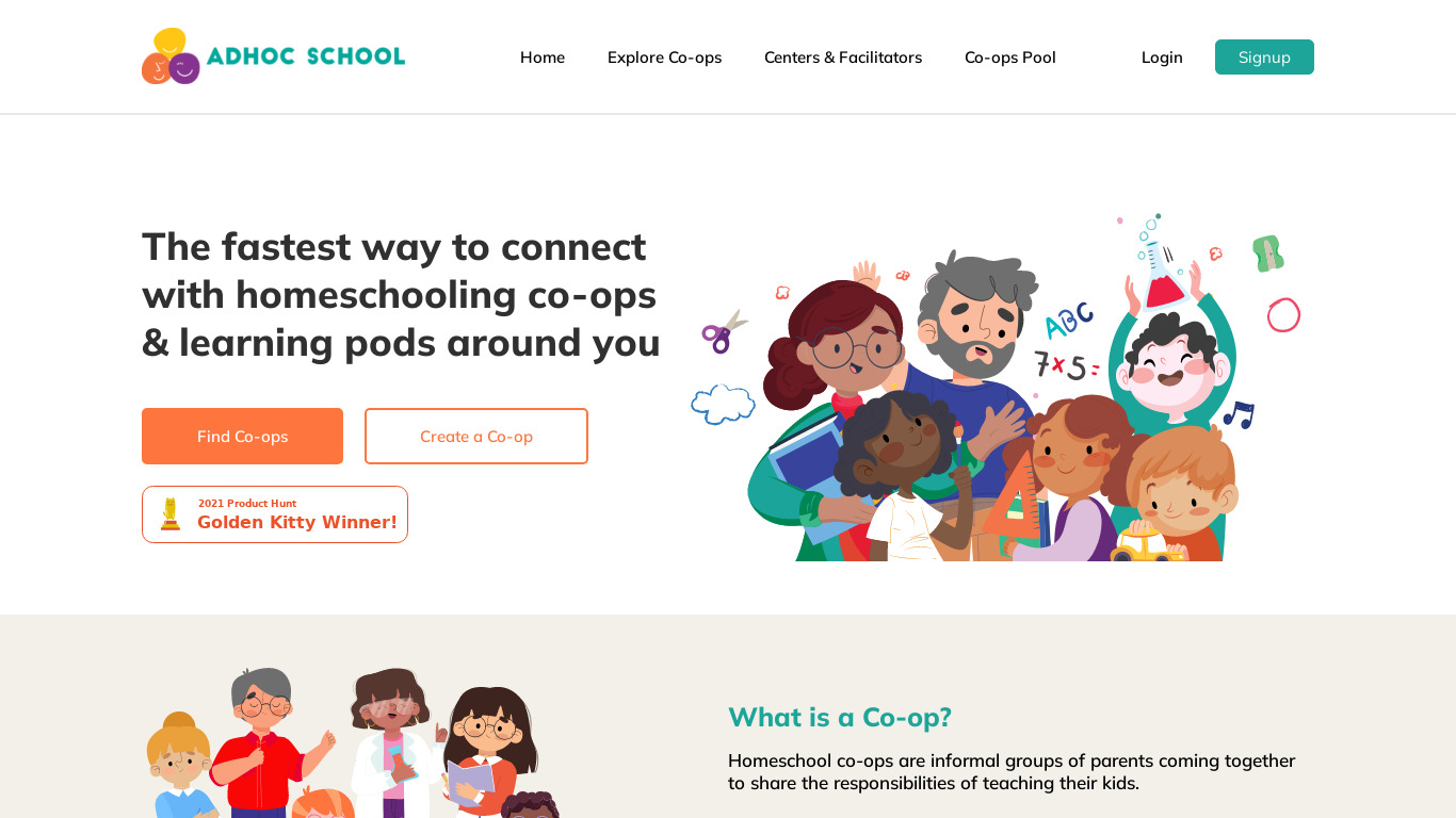 Adhoc School Landing page