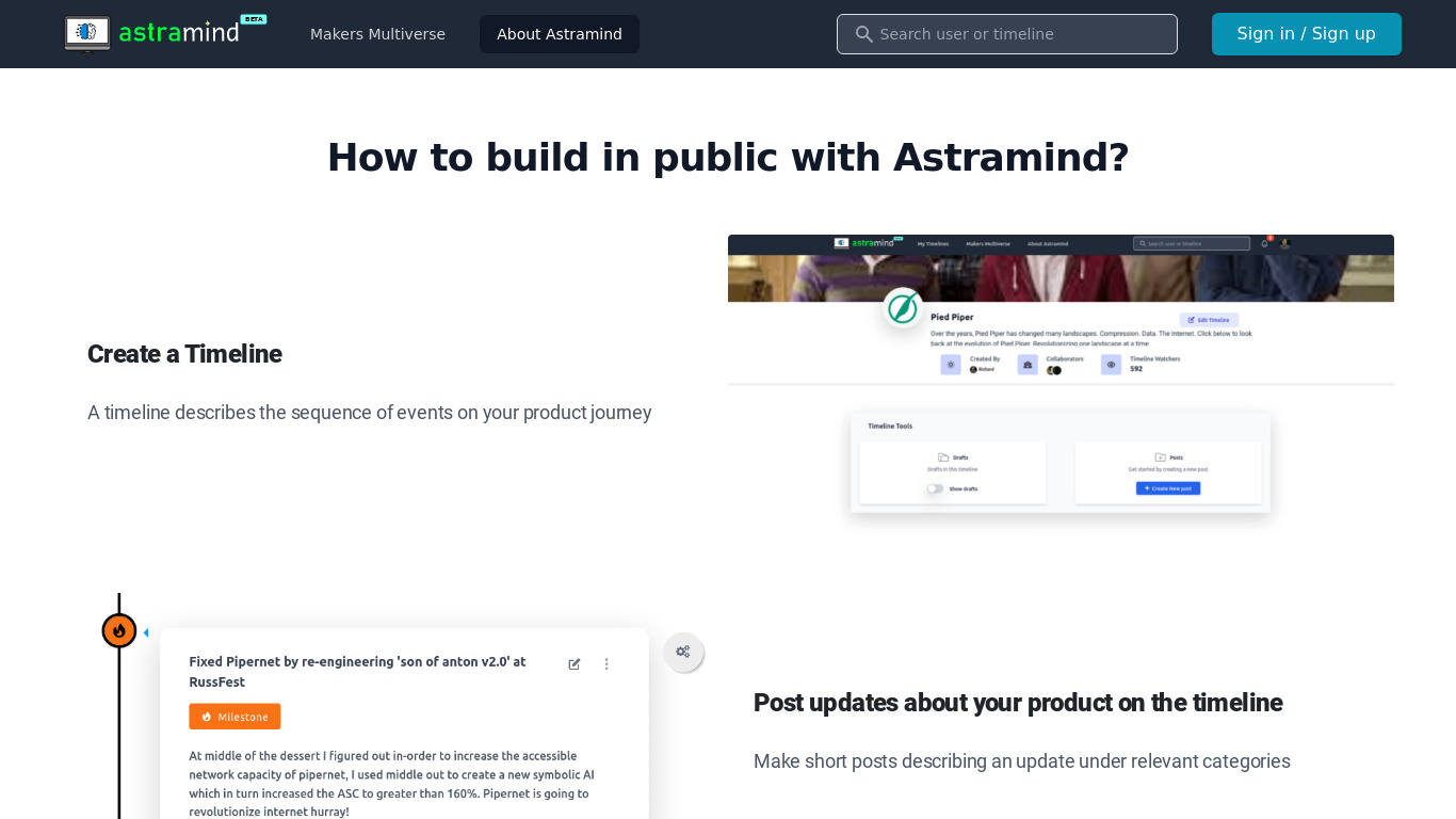Astramind for Makers Landing page