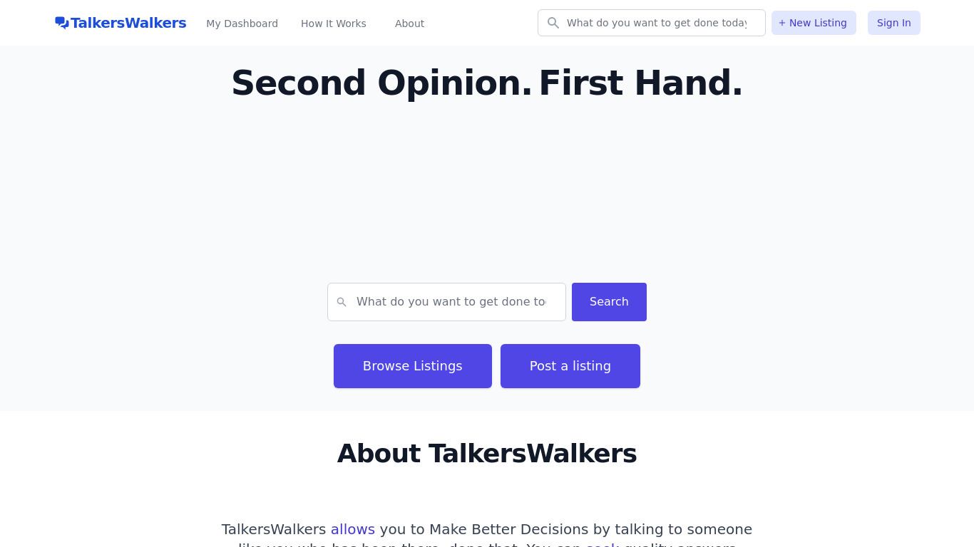 TalkersWalkers Landing page