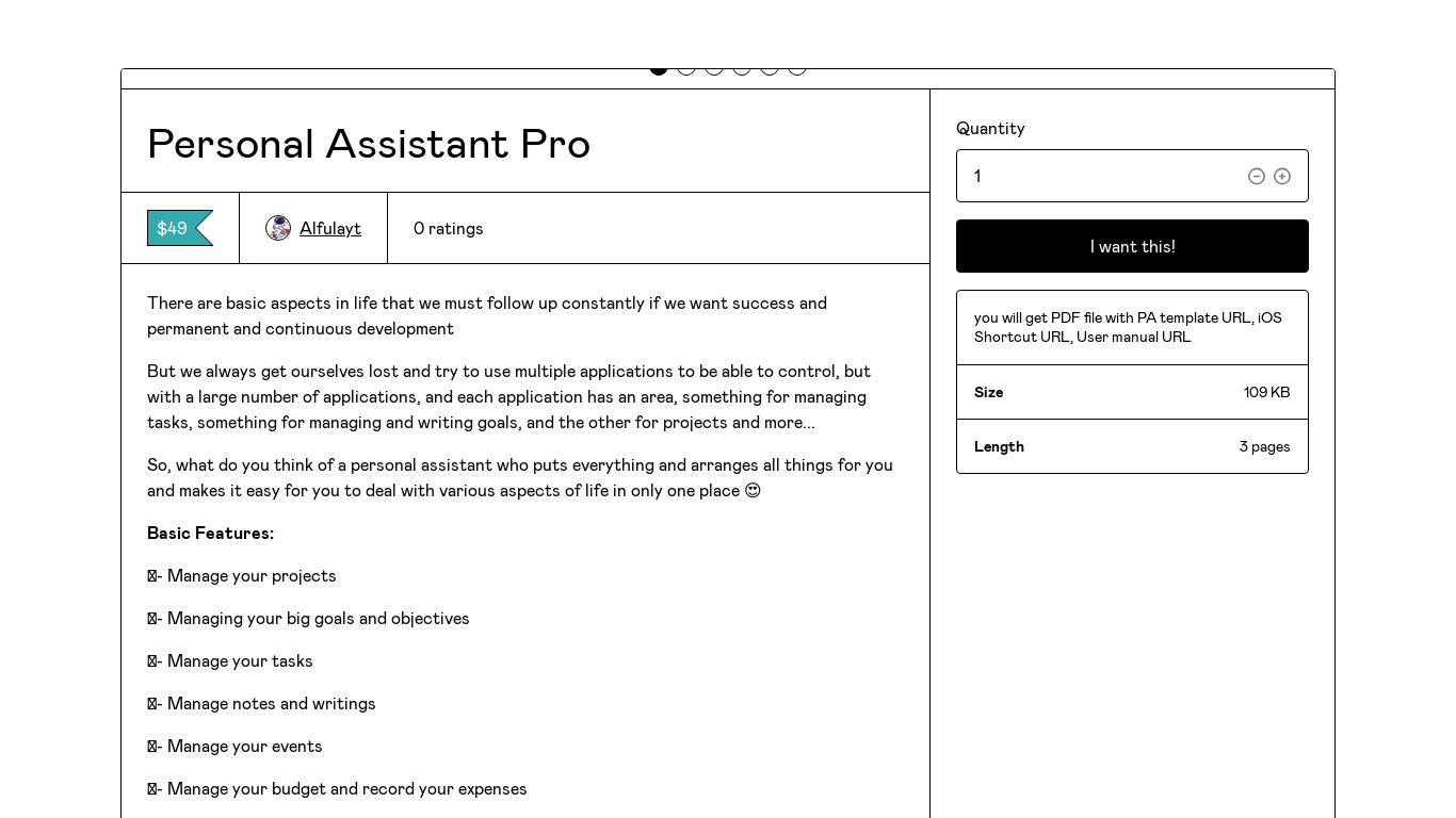 Personal Assistant Pro Landing page