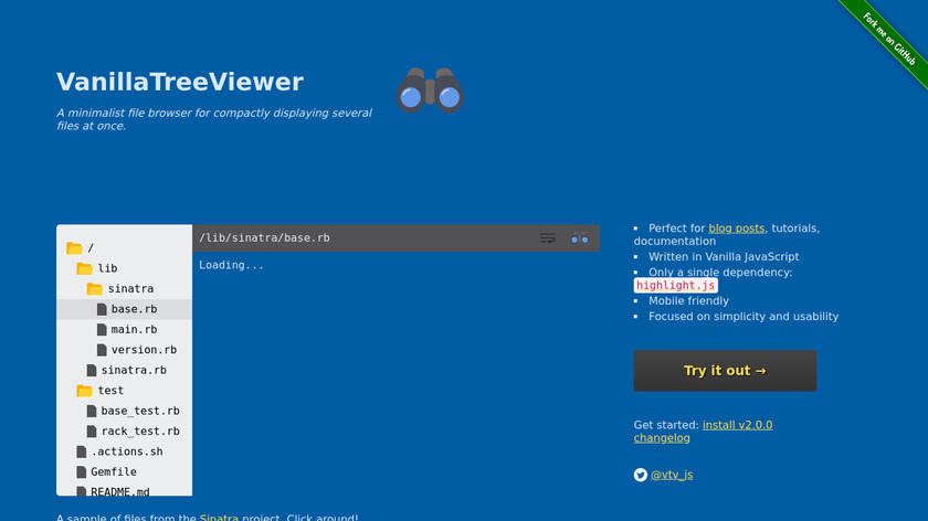 VanillaTreeViewer Landing Page