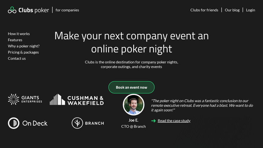 Clubs Poker Landing Page
