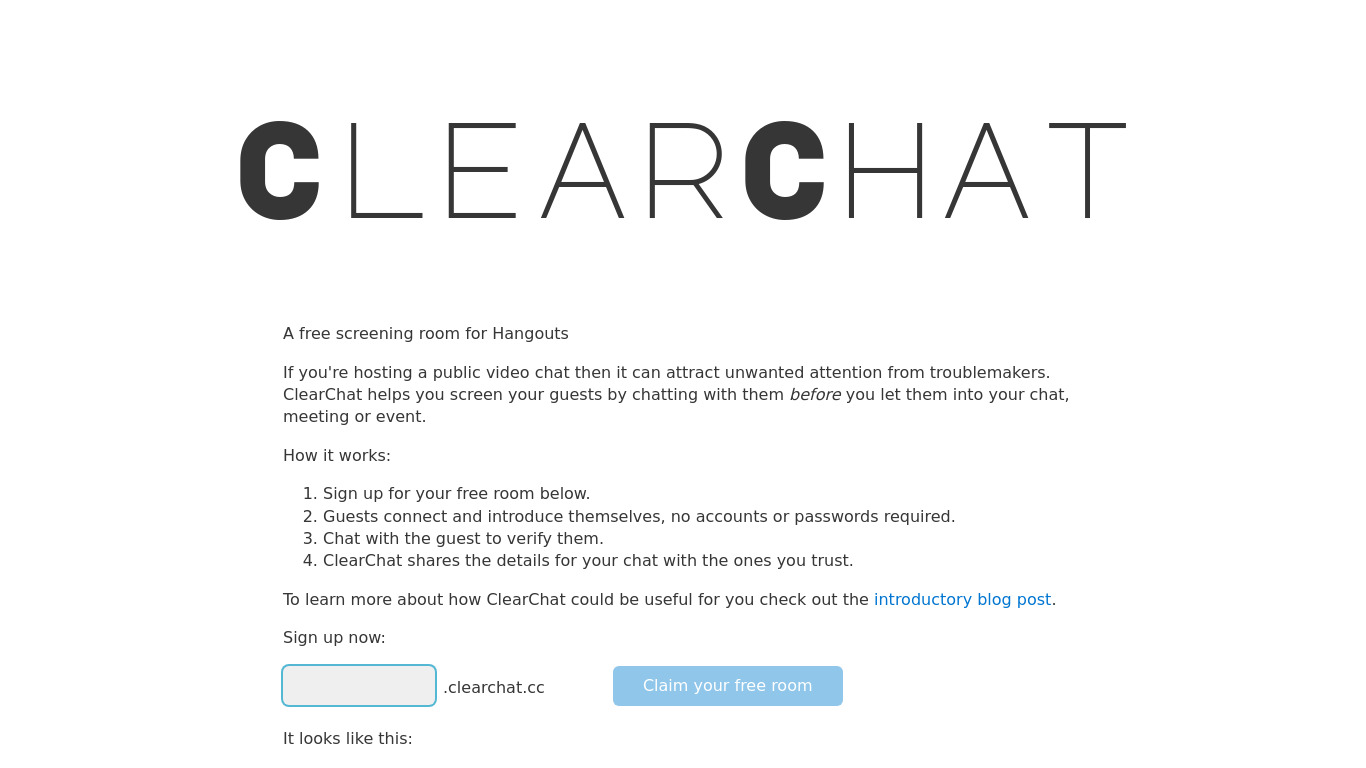 ClearChat Landing page