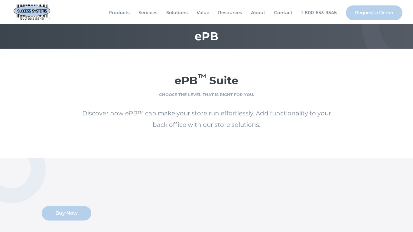 Success Systems ePB Landing page