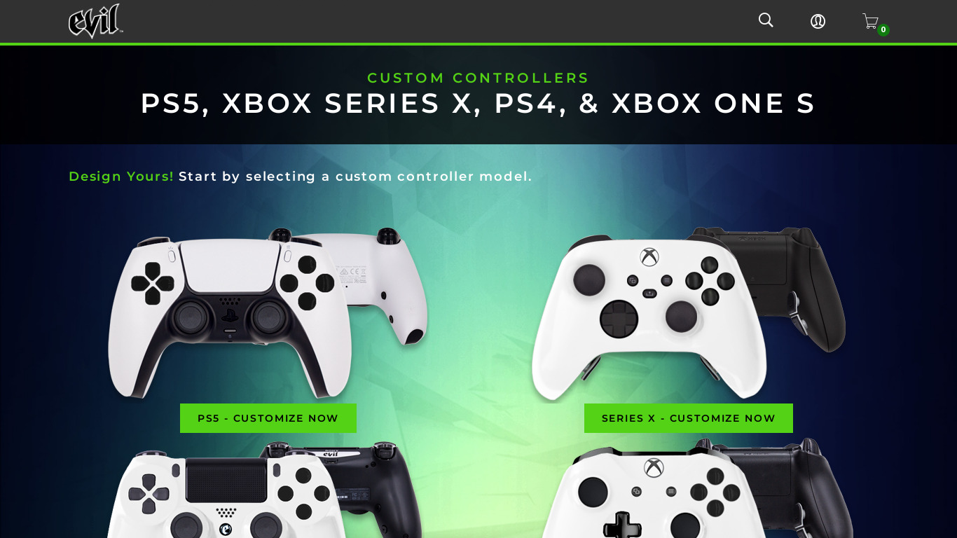 Evil Controllers Landing page