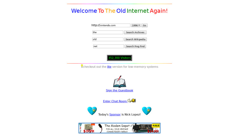 TheOldNet Landing Page
