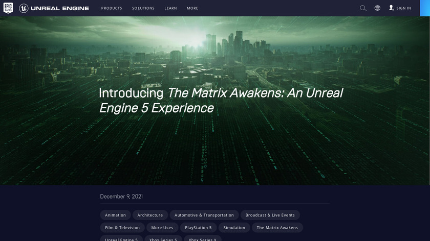 The Matrix Awakens Landing Page