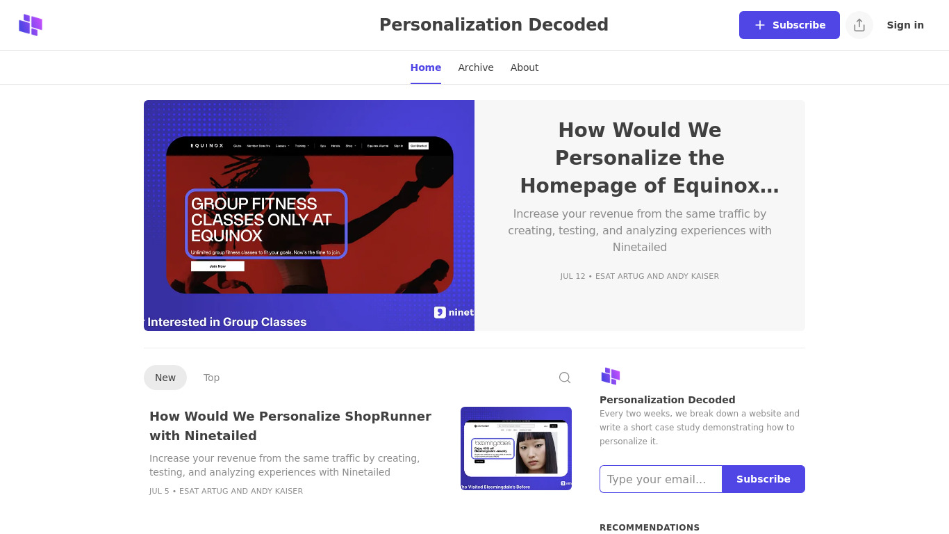 Personalization Decoded Landing page