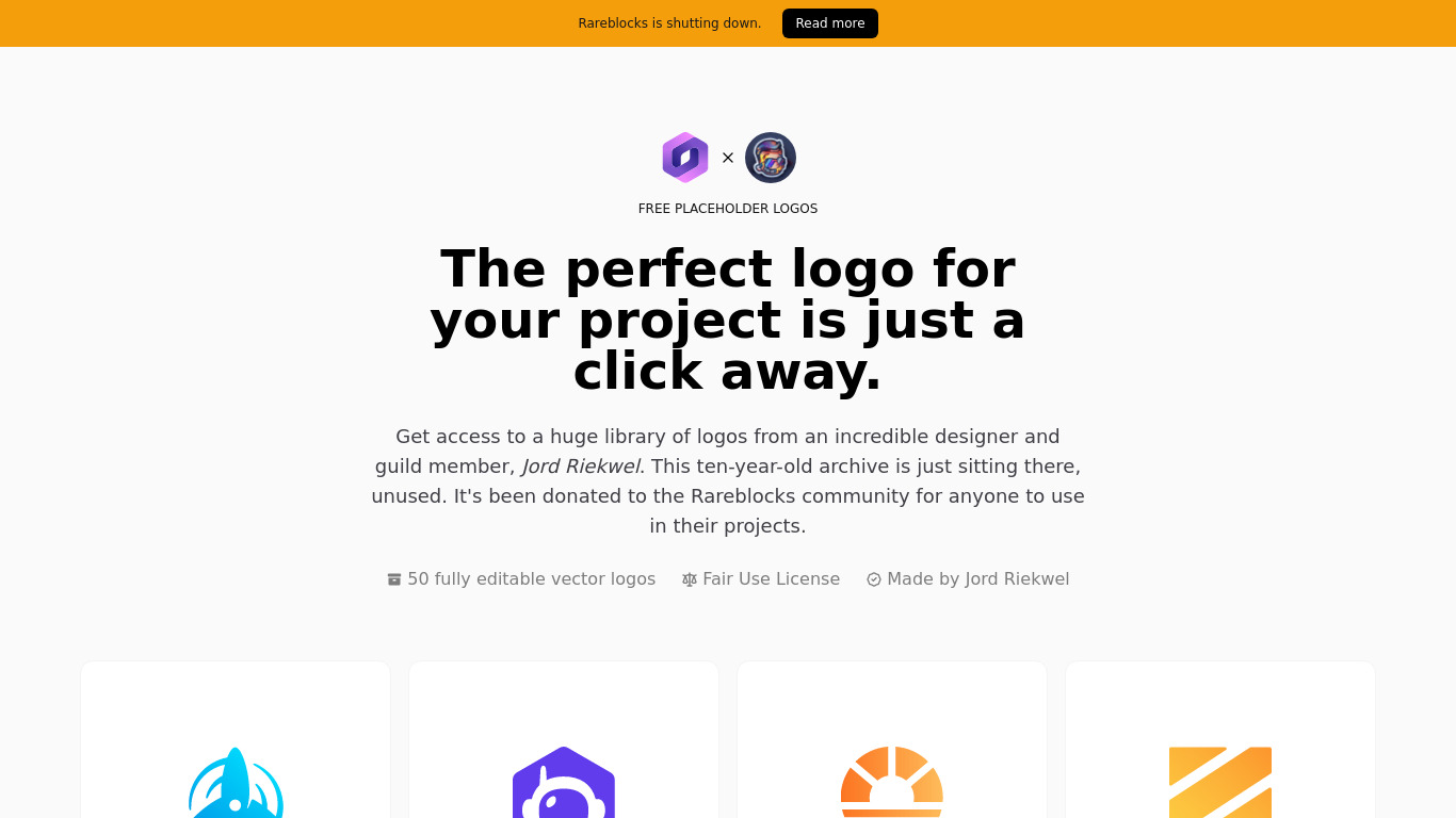 Free Logos by Larkef Landing page