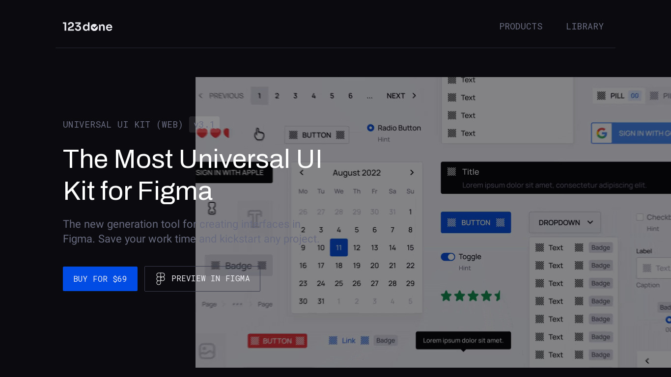 Universal UI Kit (Web) Landing page
