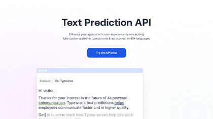 Typewise Text Prediction API (Beta) image