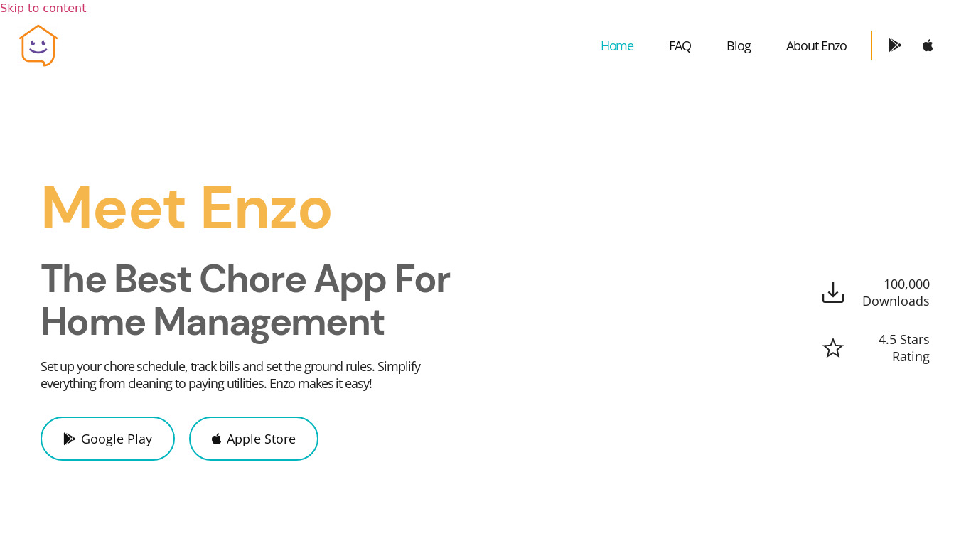 Enzo App Landing page