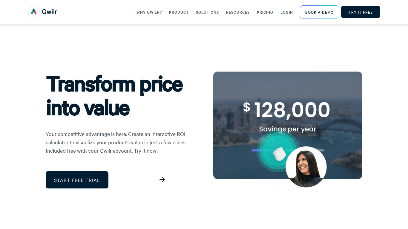 Qwilr's ROI Calculator Landing page