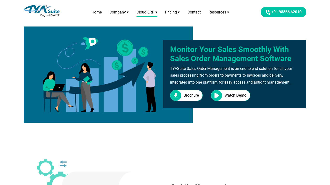 TYA Suite Sales Order Management Landing page