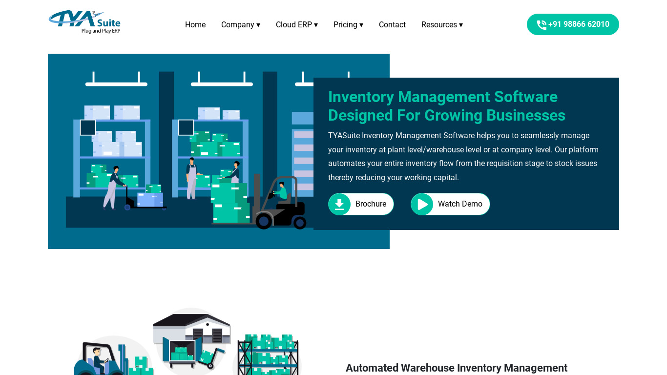 TYASuite Inventory Management Landing page
