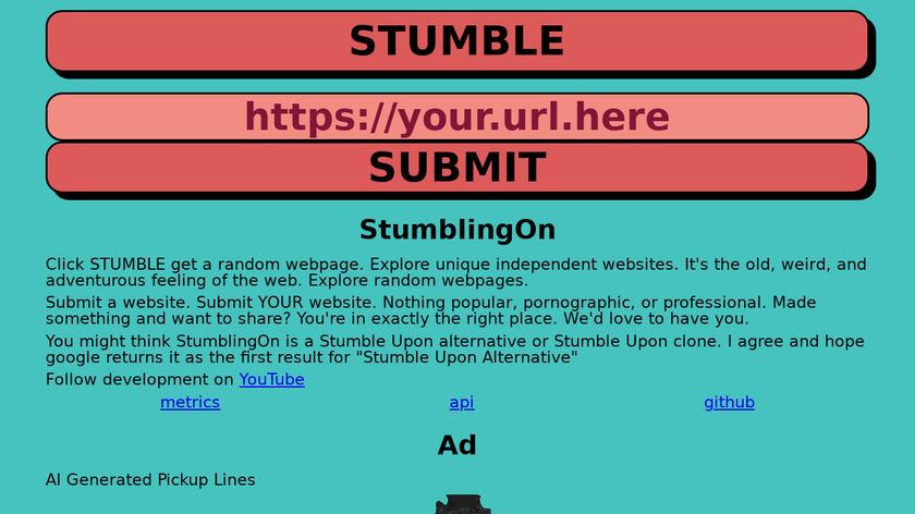 StumblingOn Landing Page