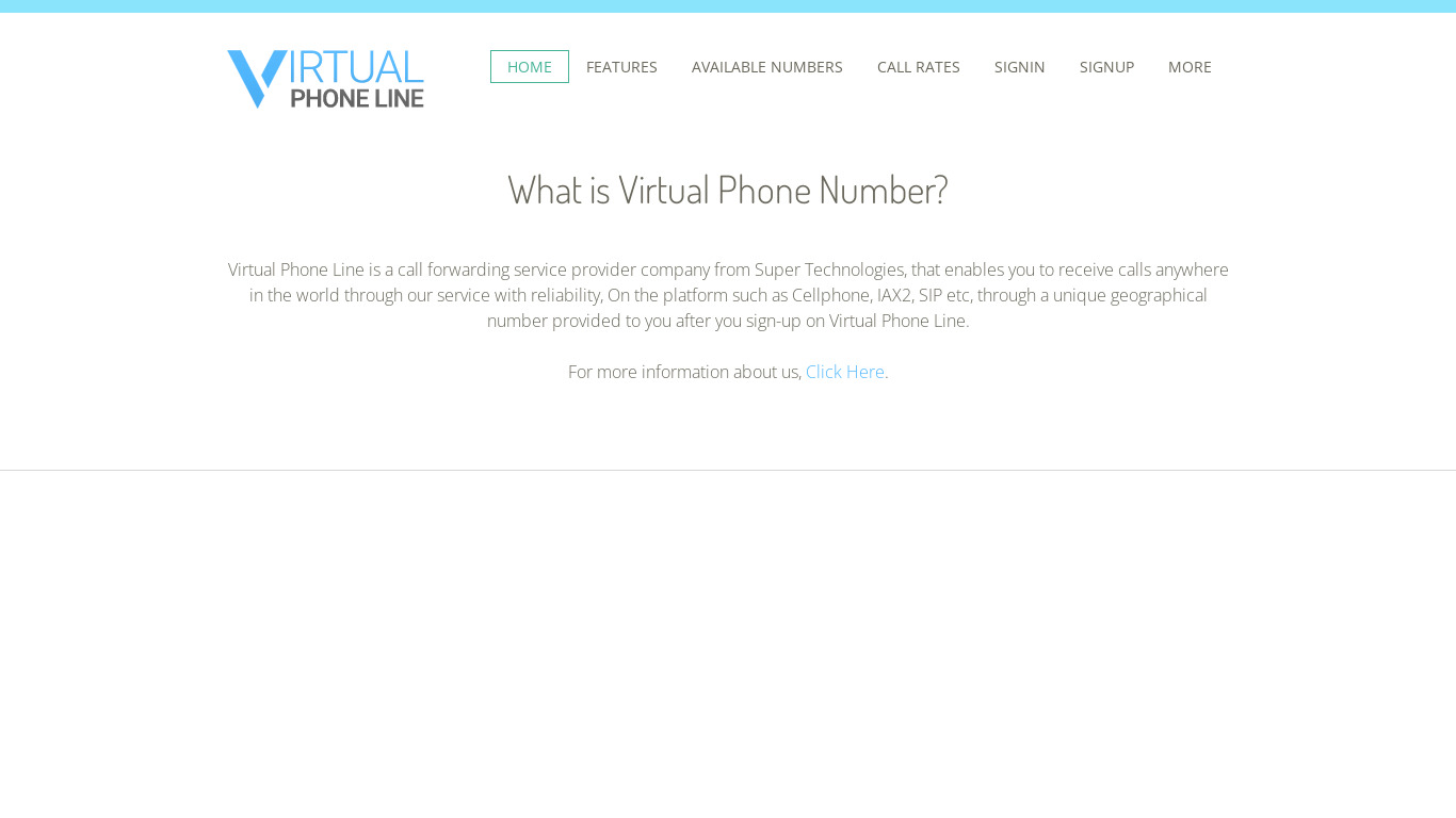 Virtual Phone Line Landing page