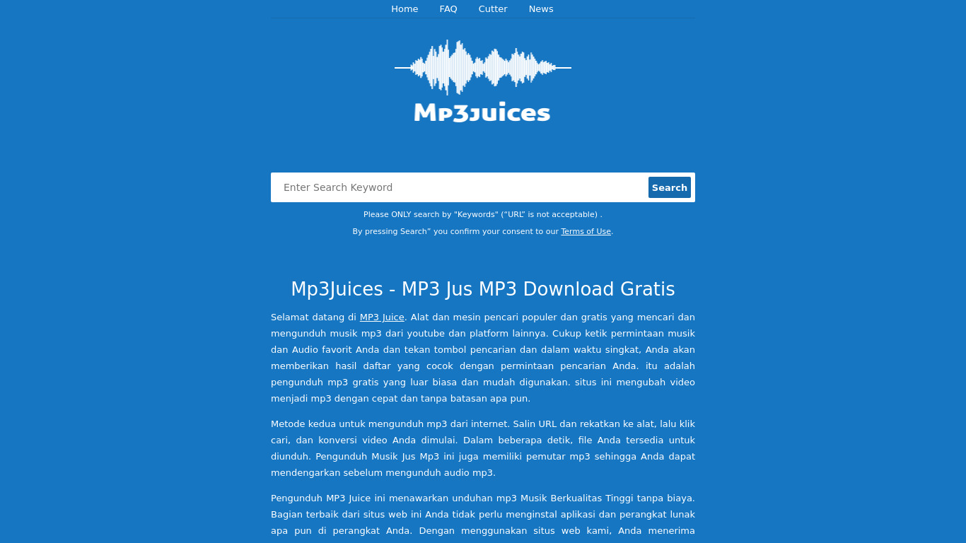 MP3Juicess Landing page