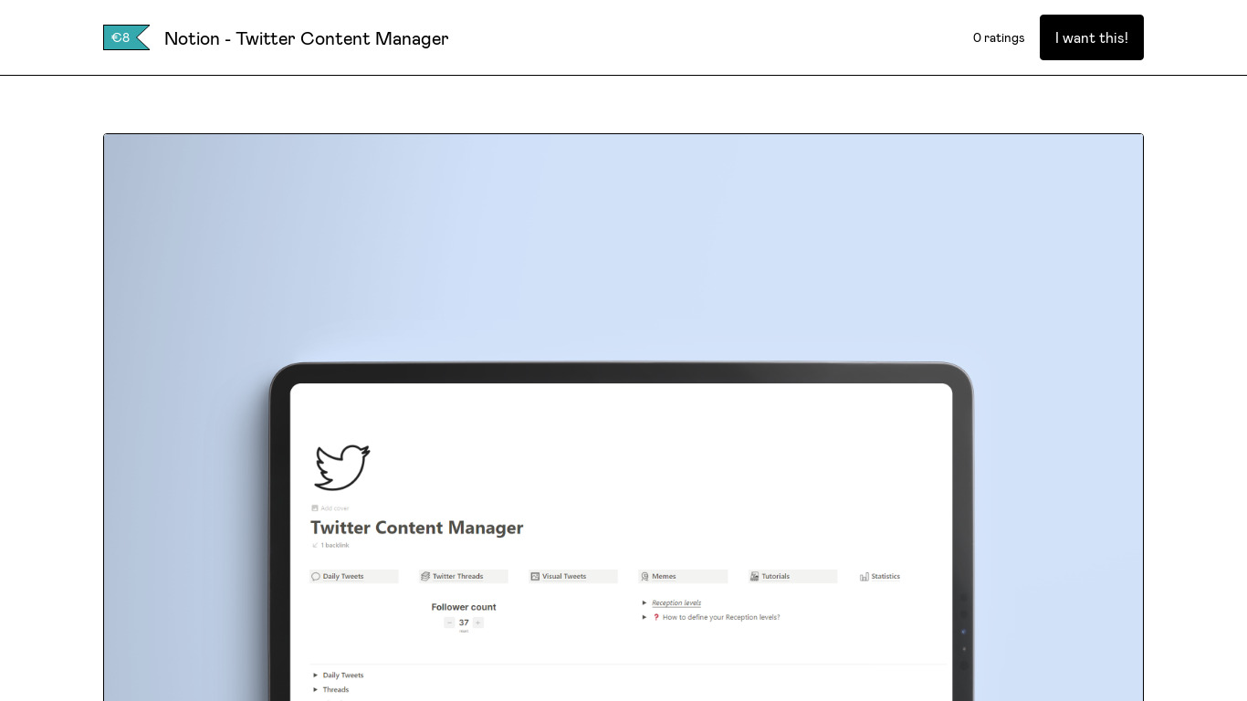 Twitter Content Manager Landing page