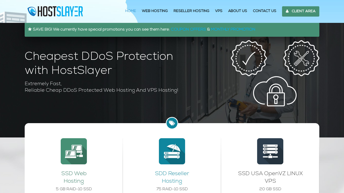 HostSlayer Landing page