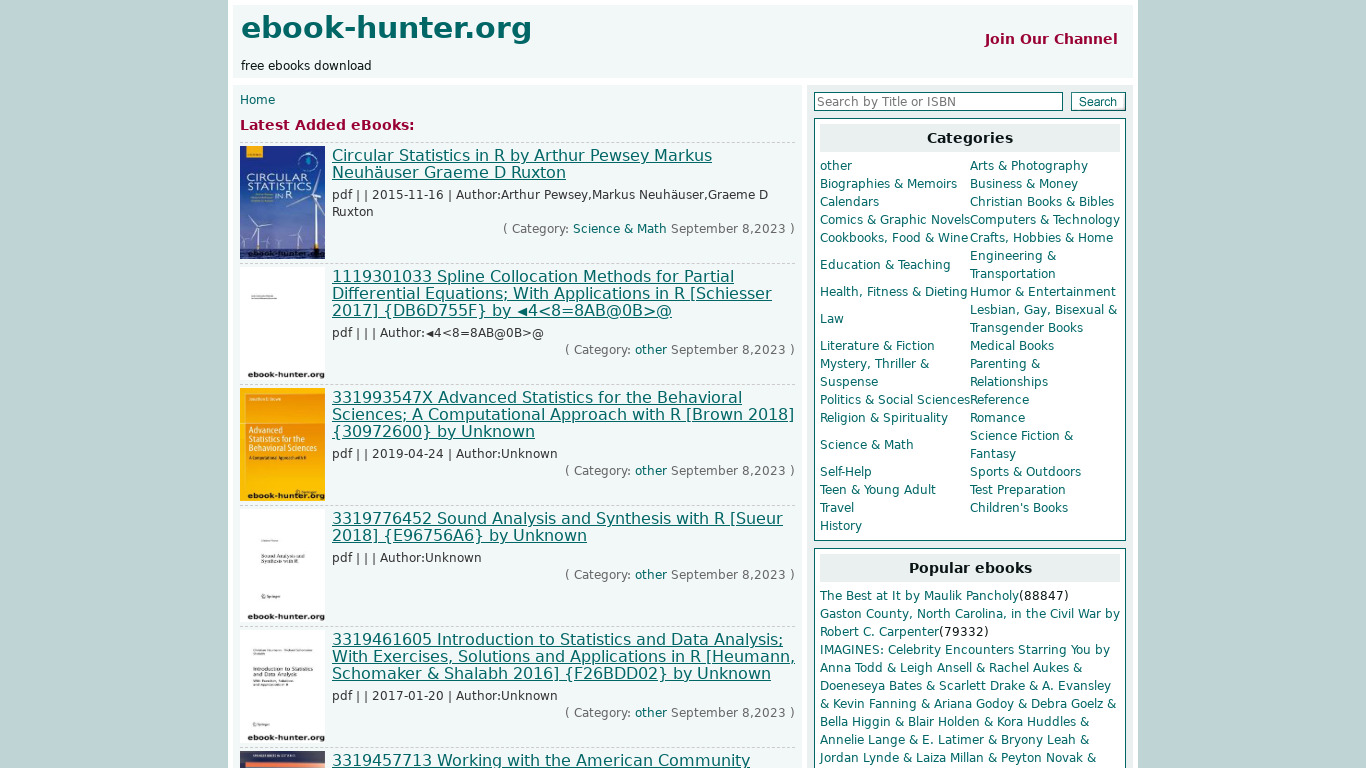 eBook Hunter Landing page