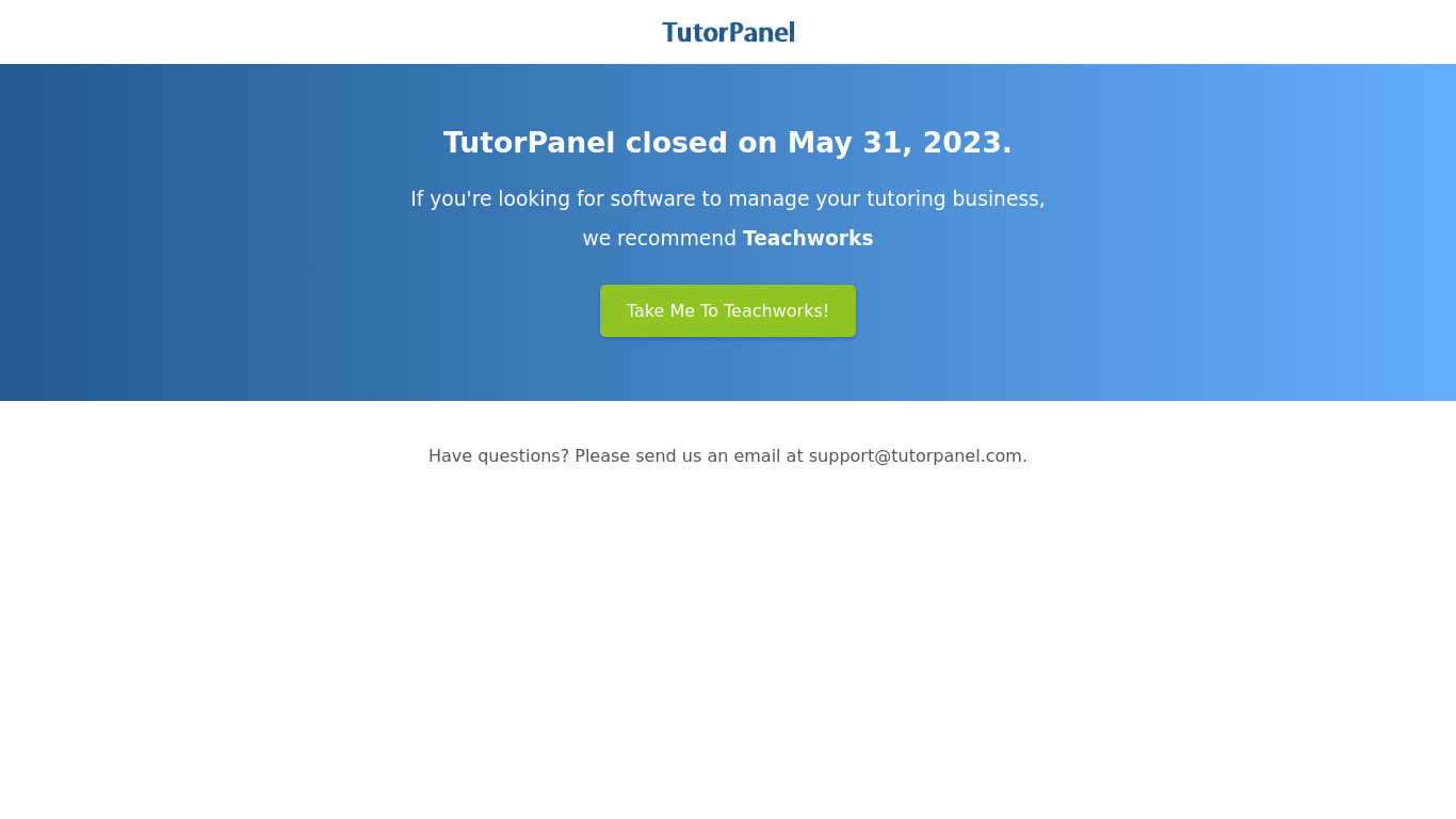 TutorPanel Landing page