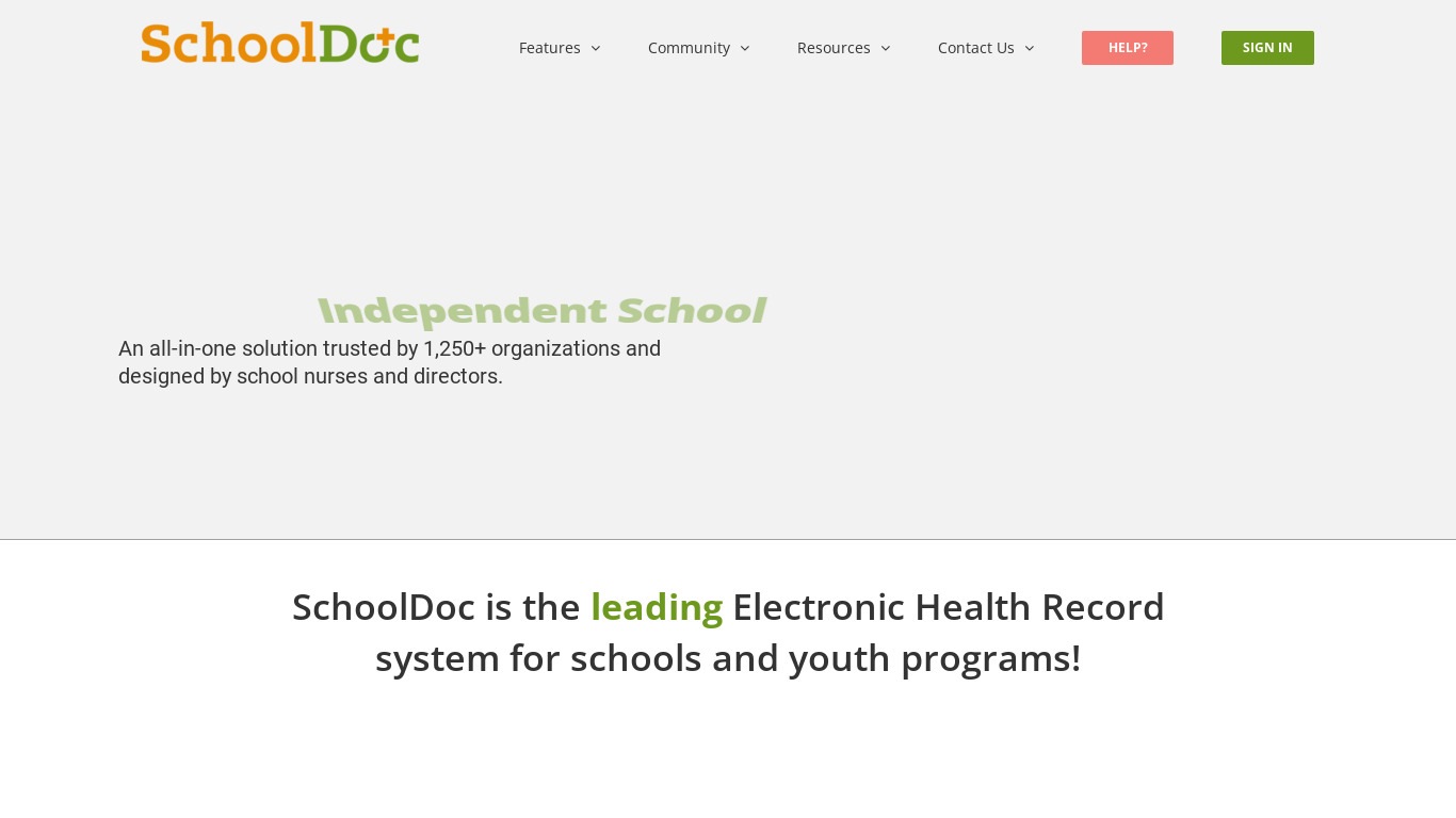 SchoolDoc.com Landing page