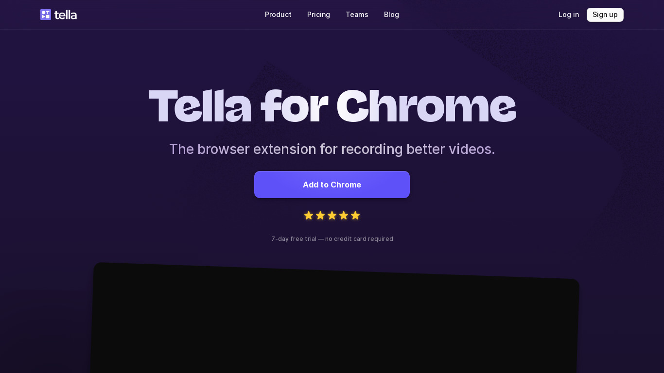 Tella for Chrome Landing page