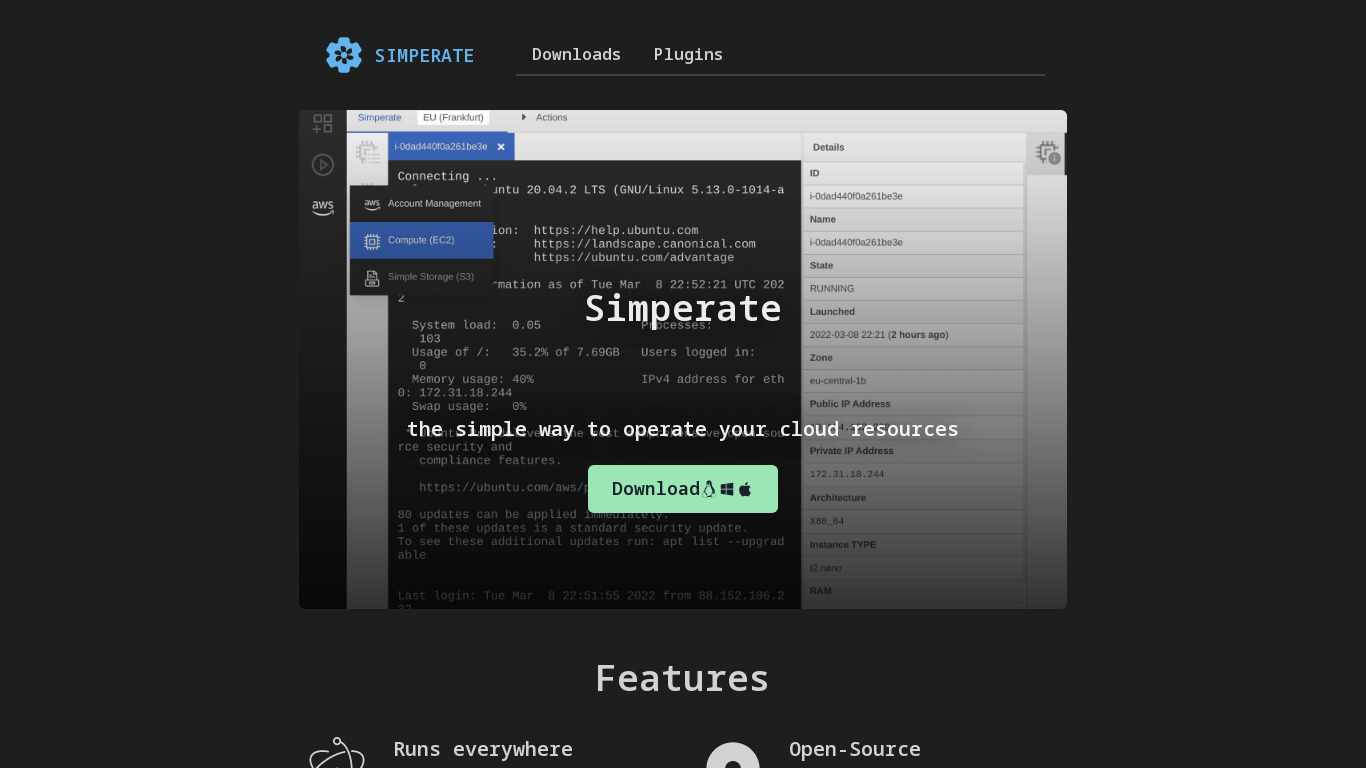Simperate Landing page