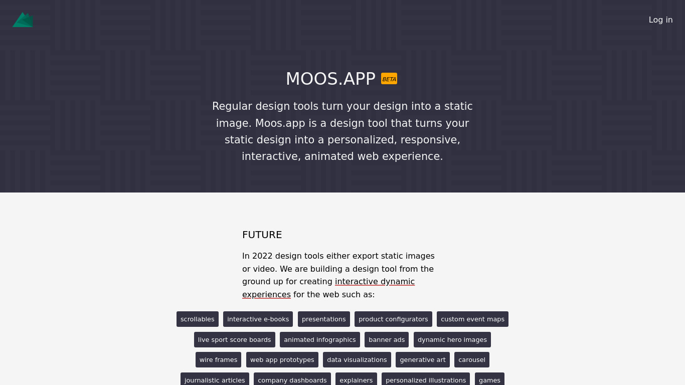 Moos.app Landing page