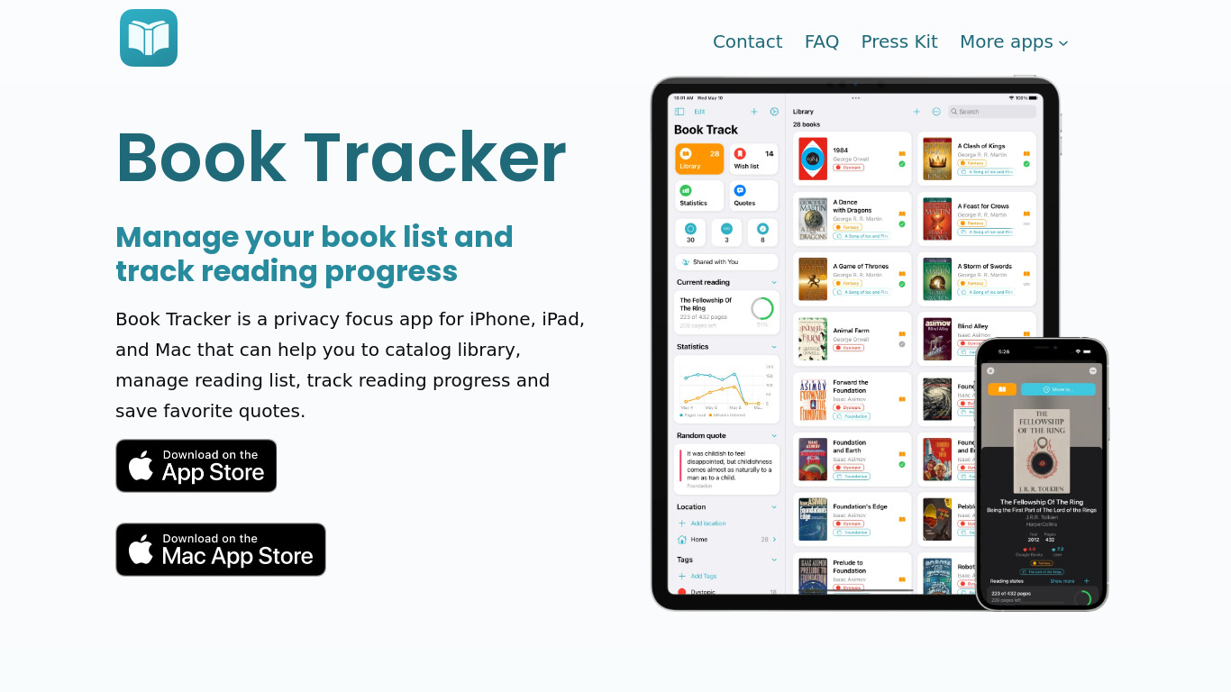Book Track Landing page