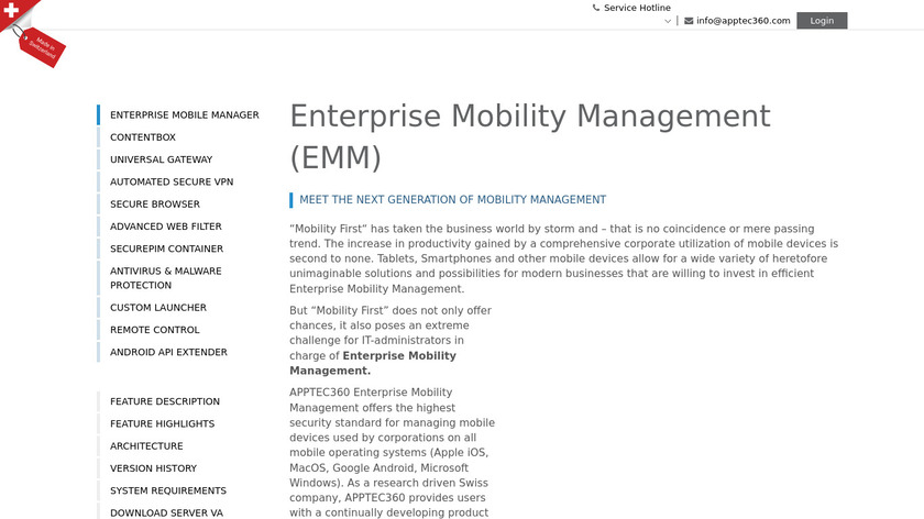 AppTec360 Enterprise Mobility Management Landing Page