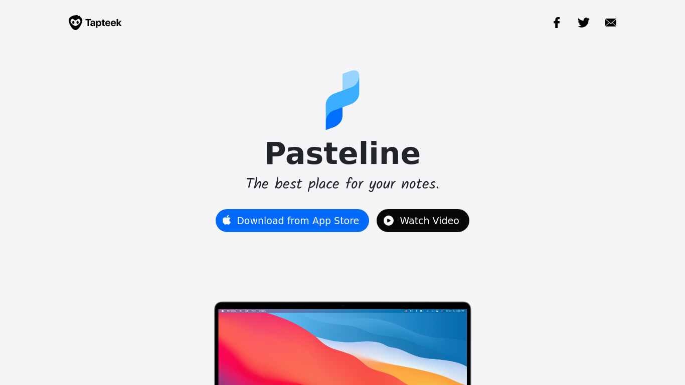 Pasteline Landing page