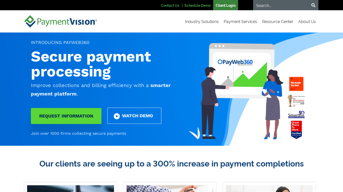 PaymentVision Landing page